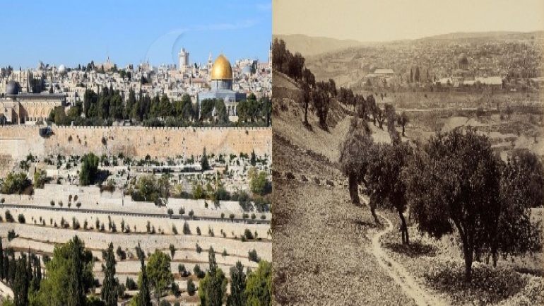 القدس من جبل الزيتون بين القرن التاسع عشر والقرن الحالي