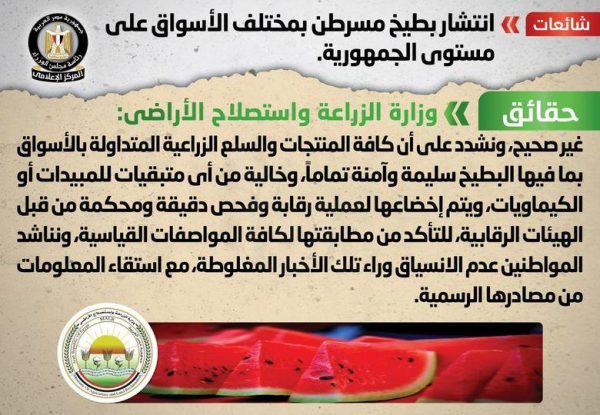 تحذير من انتشار بطيخ مسرطن بالأسواق.. مجلس الوزراء يوضح الحقيقة - 1 - سيناء الإخبارية