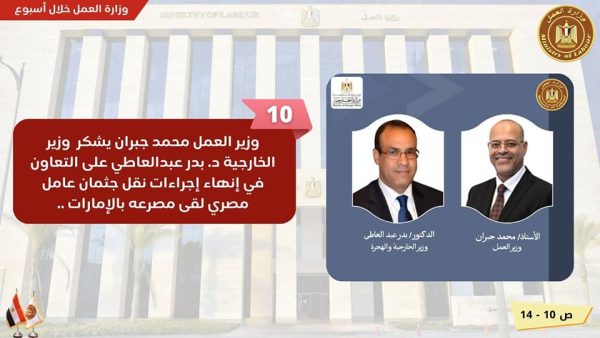 تدريب الموظفين وجولة بمحافظة الغربية.. تعرف على نشاط وزارة العمل في 7 أيام - 19 - سيناء الإخبارية