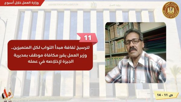 تدريب الموظفين وجولة بمحافظة الغربية.. تعرف على نشاط وزارة العمل في 7 أيام - 21 - سيناء الإخبارية