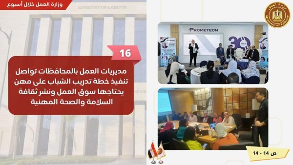 تدريب الموظفين وجولة بمحافظة الغربية.. تعرف على نشاط وزارة العمل في 7 أيام - 27 - سيناء الإخبارية