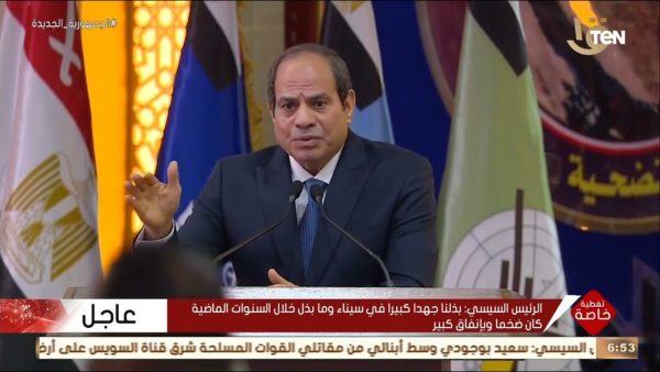 السيسي يهنئ أهالي شمال سيناء ويؤكد :" اللي إحنا بنعمله ده عشانكم انتم، وعشان خاطر بلدكم، خلو بالكم منها وحافظوا عليها " - 3 - سيناء الإخبارية