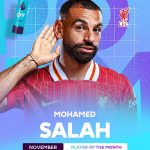محمد صلاح يُتوج بجائزة أفضل لاعب في البريميرليج لشهر نوفمبر ويقترب من معادلة الرقم القياسي - 12 - سيناء الإخبارية