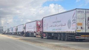 معبر رفح البرى يشهد تكدسًا لمئات شاحنات المساعدات الإنسانية المتجهة إلى غزة - 3 - سيناء الإخبارية