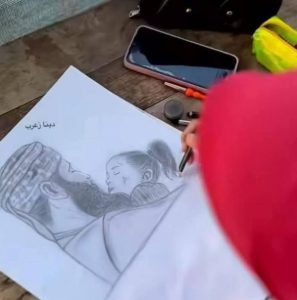 الفنانة دينا زعرب ترسم شهداء فلسطين الذين اغتالهم الاحتلال في معركة السماء - 1 - سيناء الإخبارية